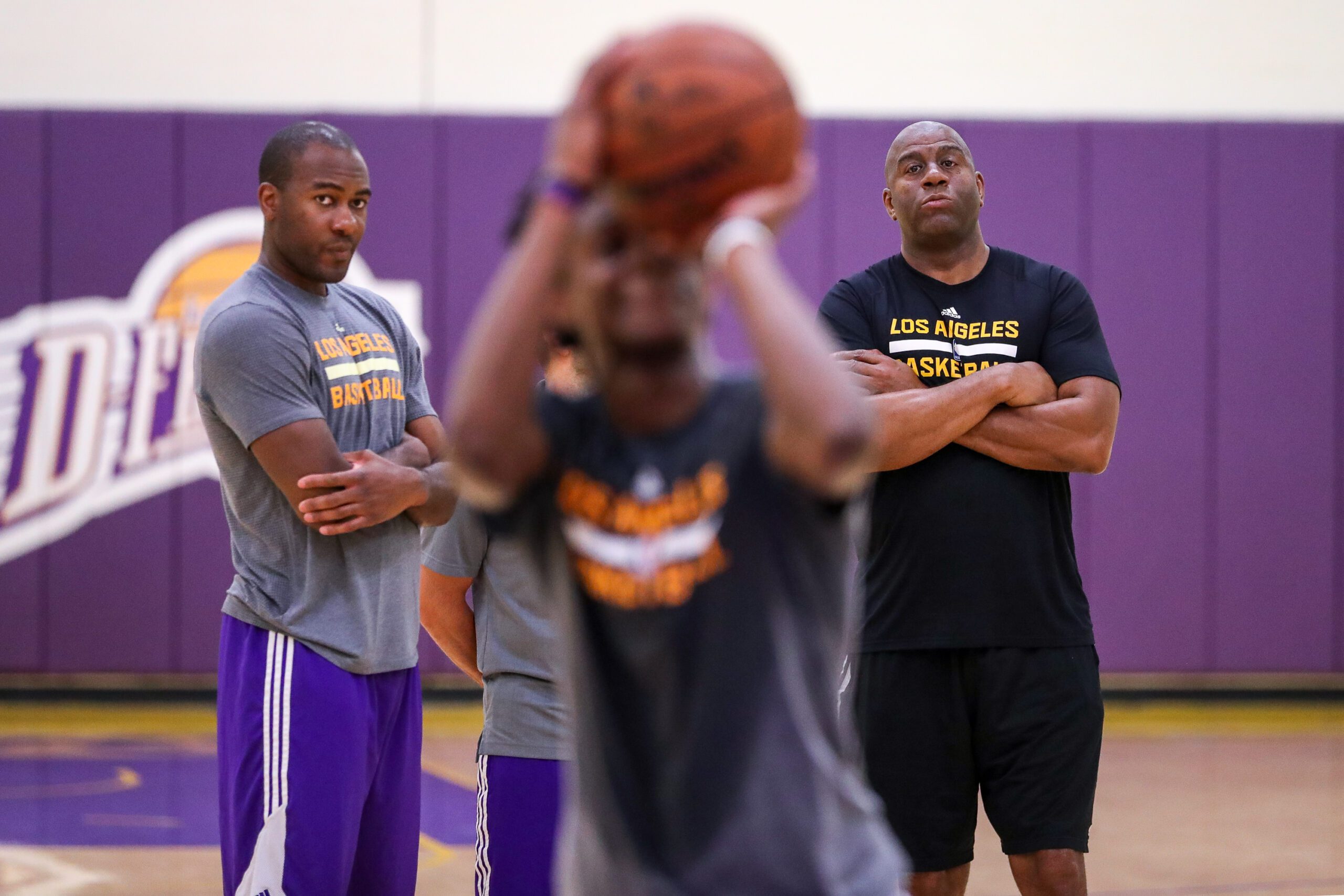 Kentucky guard De'Aaron Fox works out for the Los Angeles Lakers on June 13, 2017 at the Toyota Sports Center in El Segundo, California.